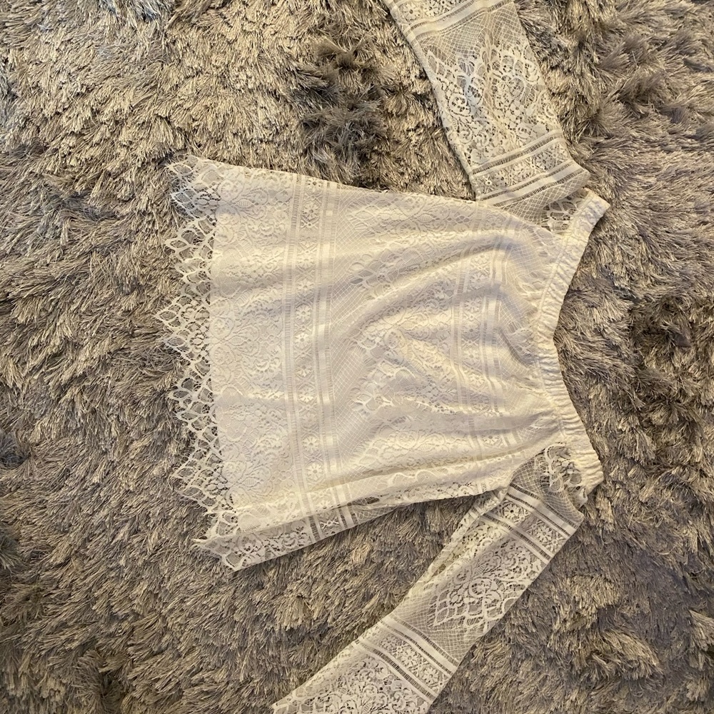 Off the shoulders white beautiful lace fabric